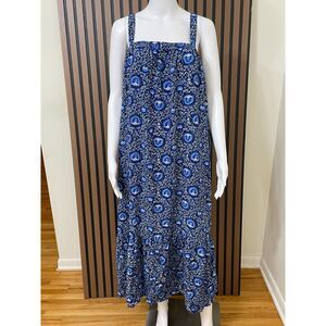 Old Navy Women's 2XL Blue Dress Viscose Maxi Floral Tie-Back Boho Beach Travel